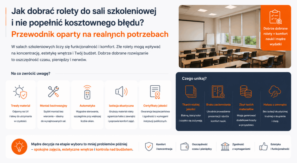 Jak dobrać rolety do sali szkoleniowej