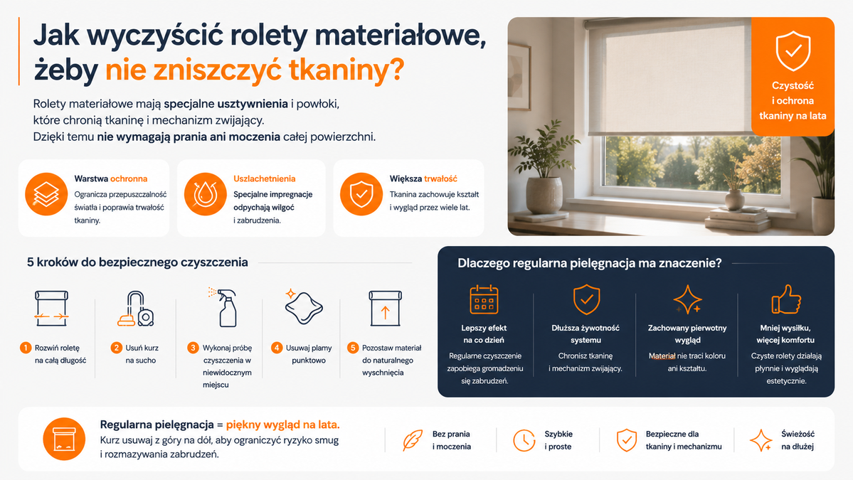 Jak wyczyścić rolety materiałowe, żeby nie zniszczyć tkaniny?
